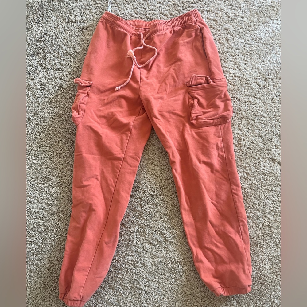 orange drawstring cargo sweats